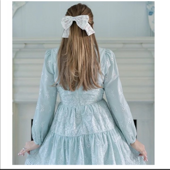 NWT Antonio Melani x Born on Fifth Flora Crew Neck Long Blouson Sleeve Eyelet - Picture 6 of 7